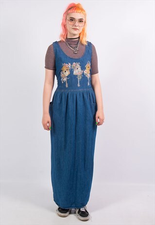 VINTAGE 90'S DENIM CUTE MAXI DRESS