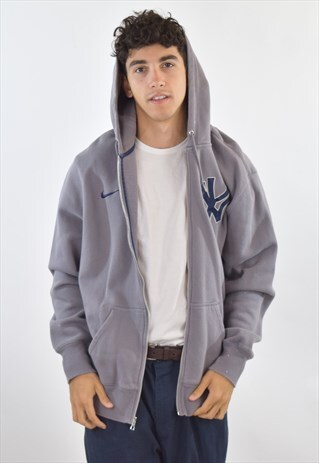 VINTAGE 90S GREY NIKE ZIP UP HOODIE SWEATSHIRT