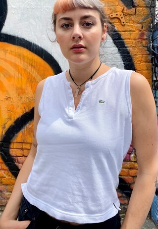 VINTAGE 90S LACOSTE TANK TOP IN WHITE