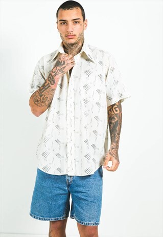 VINTAGE 80S CRAZY PATTERN FESTIVAL SHORT SLEEVE SHIRT/ S5088