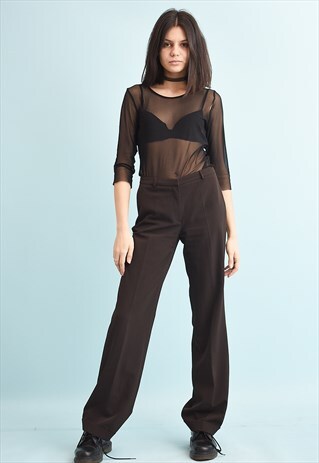 90'S RETRO LOW WAIST CLASSIC CUT TAPERED TROUSERS