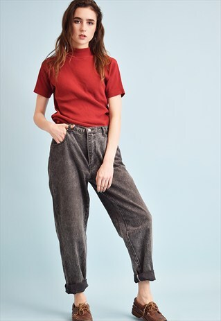 90'S RETRO HIGHWAIST STONEWASH OVERSIZED DENIM JEANS
