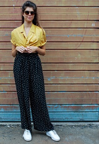 VINTAGE 90S BLACK POLKA DOT TROUSERS