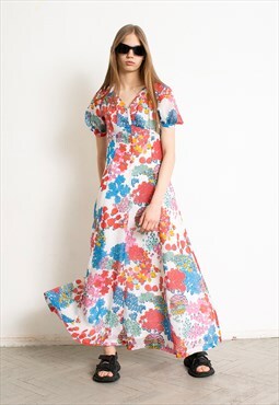 Vintage 90s Floral Maxi Dress