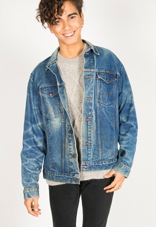 LAST UNIT SALE / VINTAGE 80S WRANGLER PATCHED DENIM JACKET