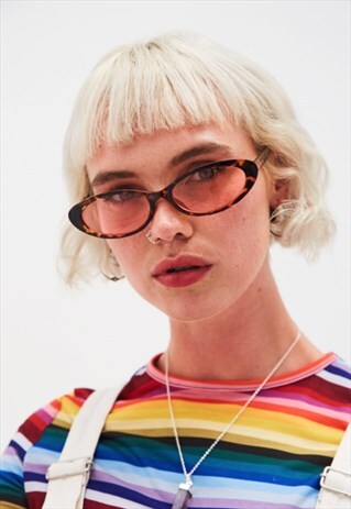 BEAU - SKINNY OVAL TORTOISESHELL AND PINK SUNGLASSES