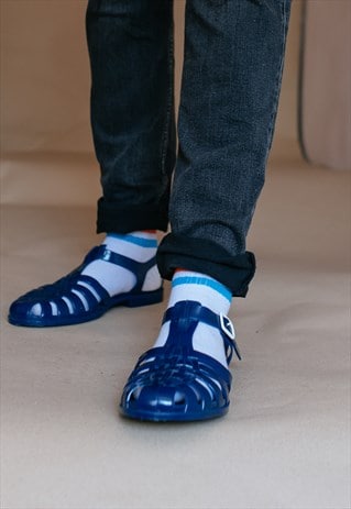 VINTAGE 90S DARK BLUE JELLY SANDALS