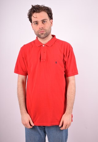 POLO RALPH LAUREN MENS VINTAGE POLO SHIRT XL RED 90S