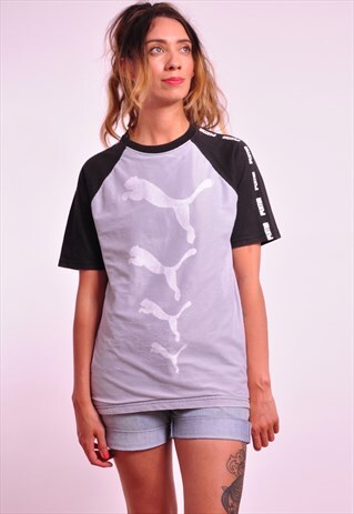 VINTAGE PUMA MESH T-SHIRT WITH TAPE ON SLEEVES