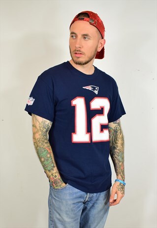 VINTAGE NFL NEW ENGLAND PATRIOTS BRADY NAVY T SHIRT