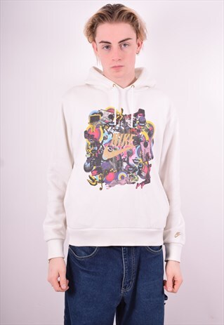 NIKE MENS VINTAGE HOODIE JUMPER SMALL WHITE 90'S