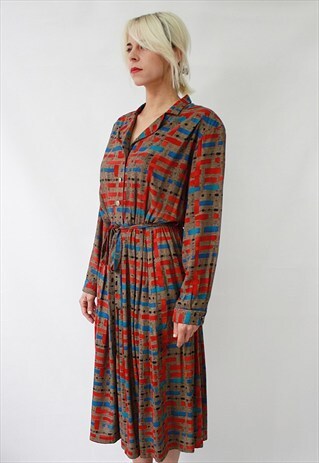 VINTAGE 80'S AWESOME BEAUTIFUL MIDI PRINT DRESS
