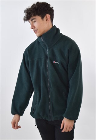 VINTAGE 90S GREEN BERGHAUS ZIP UP FLEECE