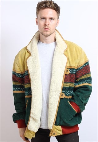 VINTAGE AZTEC NAVAJO FLEECE LINED JACKET
