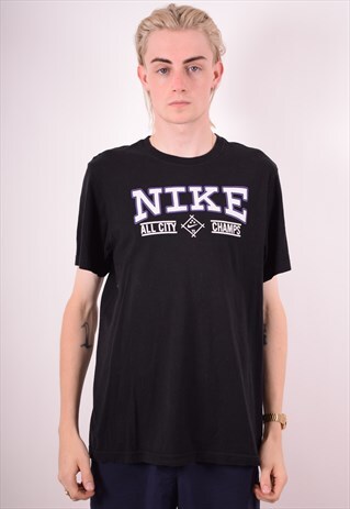 NIKE MENS VINTAGE T-SHIRT TOP LARGE BLACK 90S