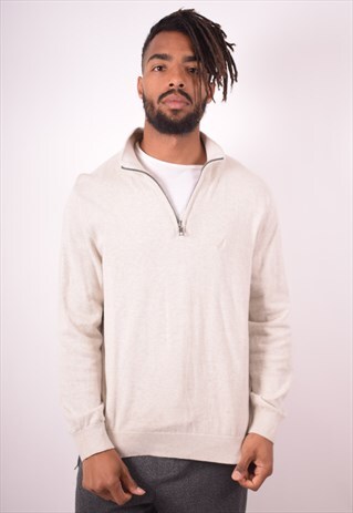 NAUTICA MENS VINTAGE JUMPER SWEATER LARGE GREY 90S
