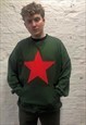 GREEN COTTON STAR JUMPER WITH FRONT POCKET