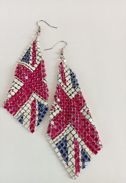Union Jack mesh earrings with pink/white/blue