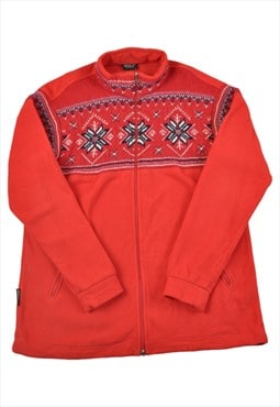 Vintage Fleece Jacket Polartec Retro Pattern Red Large