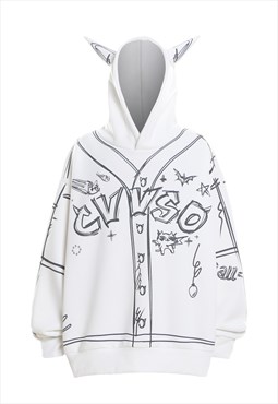 Paint scribble hoodie graffiti pullover punk jumper in white