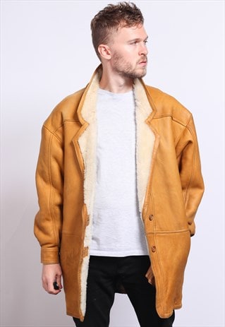 VINTAGE LEATHER AVIATOR FLEECE JACKET