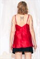 VINTAGE Y2K SLIP DRESS IN RED REWORKED CHAIN PLASTIC TOY