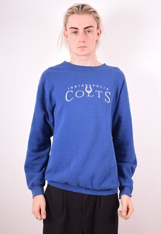 NFL MENS VINTAGE COLTS SWEATSHIRT JUMPER LARGE BLUE 90S