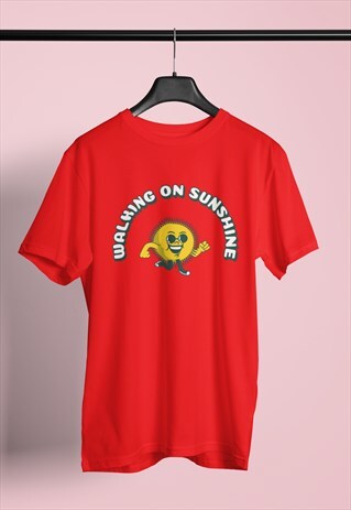 SUNNY WALKING ON SUNSHINE SUN RED T-SHIRT TSHIRT TEE