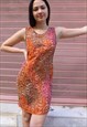 Sleeveless Mini Dress in Pink and Orange Print