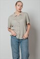 VINTAGE BOXY FIT SHORT SLEEVE EMBROIDERED TOP IN GREEN KNIT 