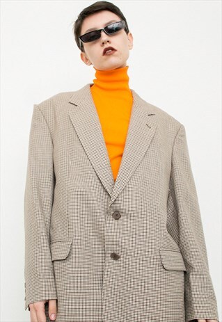 VINTAGE BOYFRIEND BLAZER BROWN BEIGE BLAZER SINGLE BREASTED