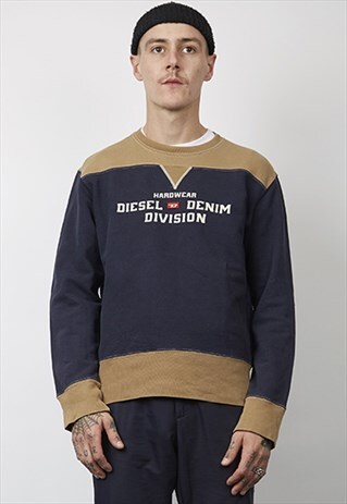 VINTAGE 90'S DIESEL LOGO NAVY/ BROWN SWEATSHIRT