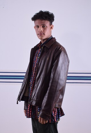 BROWN RALPH LAUREN LEATHER JACKET