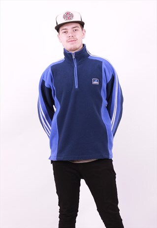 VINTAGE 90'S BLUE FLEECE ADIDAS TRACK TOP. SIZE LARGE UNISEX