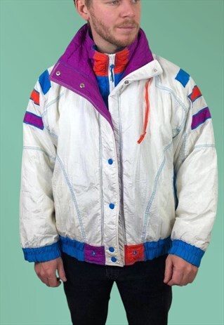 VINTAGE SKI JACKET 90S SKI JACKET PATTERNED FUNKY COLOURFUL