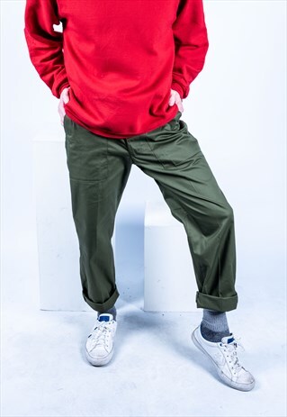 VINTAGE COMBAT TROUSERS IN KHAKI GREEN