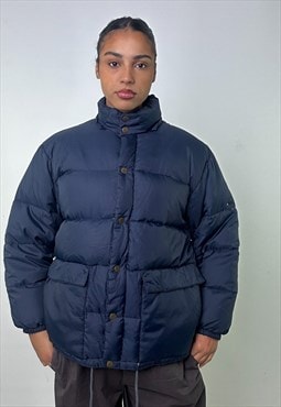 Navy Blue 90s CP Company Embroidered Puffer Jacket Coat