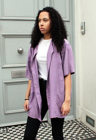 VINTAGE MAUVE SHORT SLEEVE SILK SHIRT