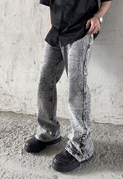 Black Washed Distressed Pants Jeans Trousers Y2k