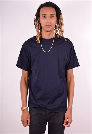 VALENTINO MENS VINTAGE T-SHIRT TOP LARGE BLUE 90S
