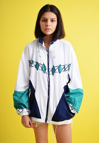 90'S RETRO OVERSIZED ATHLEISURE WINDBREAKER BOMBER JACKET