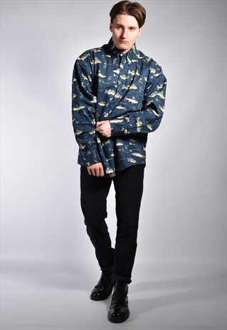 DEADSTOCK VINTAGE 1990S NAUTICA ALLOVER FISH PRINT SHIRT