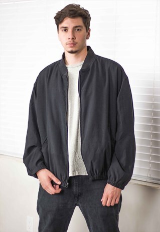 VINTAGE BLACK BOMBER JACKET 90S XL 18.9
