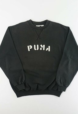 Vintage 90s PUMA Spell Out Logo Sweatshirt - Black Large