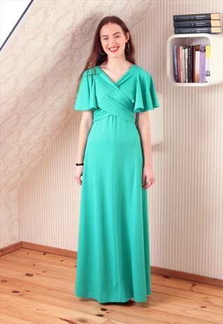 BRIGHT GREEN MAXI DRESS WITH MULTIWAY TIE