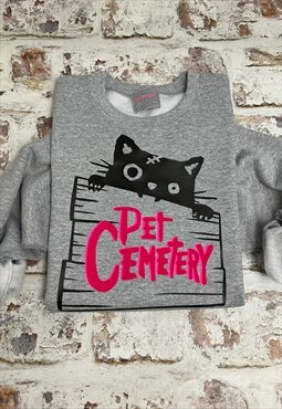 Franken-Kitty halloween sweatshirt- Mid Grey 