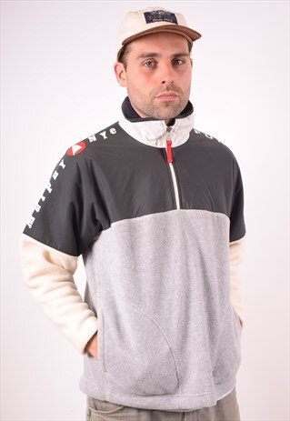 MURPHY & NYE MENS VINTAGE FLEECE JUMPER MEDIUM GREY 90S