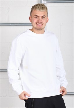 Vintage Puma Sweatshirt in White Pullover Jumper Medium