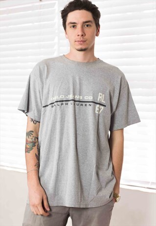 VINTAGE POLO RALPH LAUREN T-SHIRT LOGO 90S L 8.3