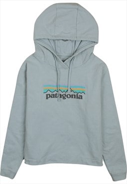 Vintage 90's Patagonia Hoodie Spellout Blue Medium